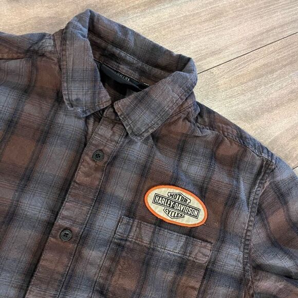Harley Davidson Brown Casual Buttonup Men XL - Picture 2 of 6